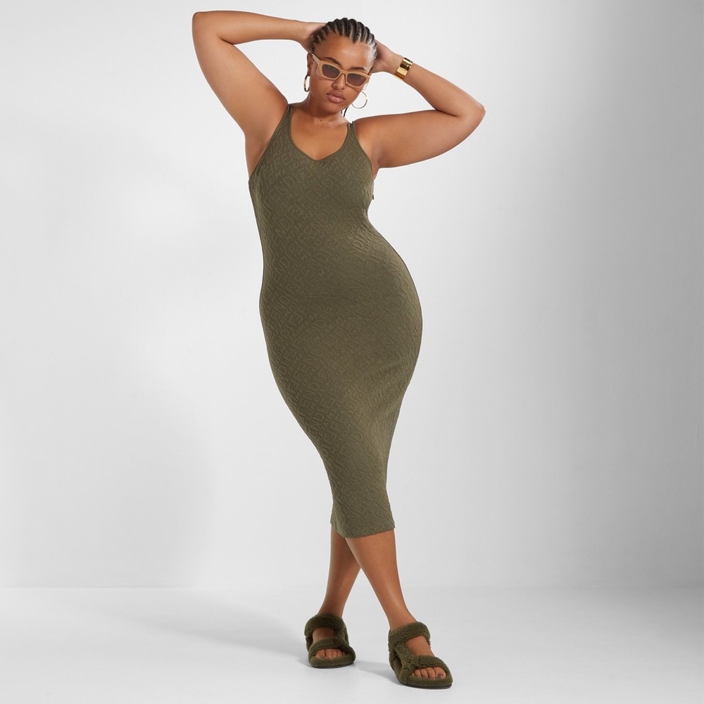 FENDI x SKIMS EMBOSSED MIDI DRESS